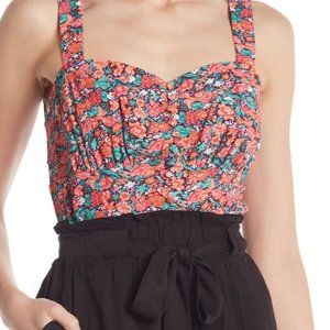 Sleeveless Floral Print Woven Top